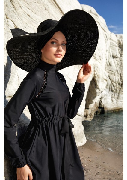 1124 Belında Uzun Kollu Tesettür Mayo