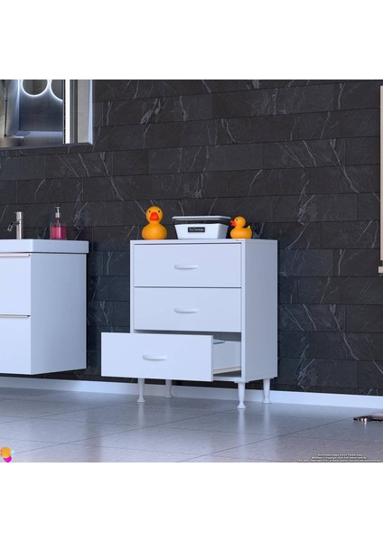 3'lü Çekmece Mutfak Dolabı 60X75X32,5 Cm’ Lik Çok Yönlü Çekmecelerle Düzen Çok Amaçlı Dolap
