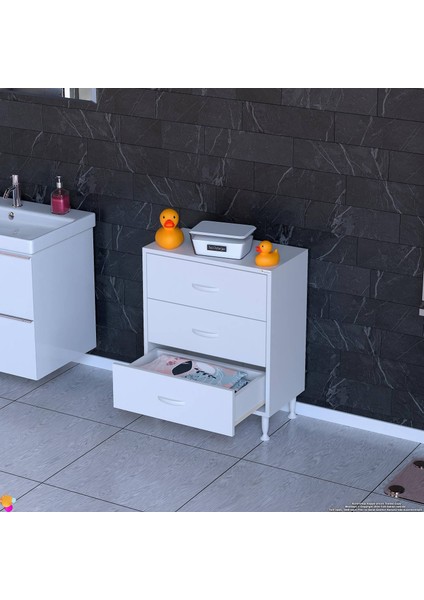 3'lü Çekmece Mutfak Dolabı 60X75X32,5 Cm’ Lik Çok Yönlü Çekmecelerle Düzen Çok Amaçlı Dolap