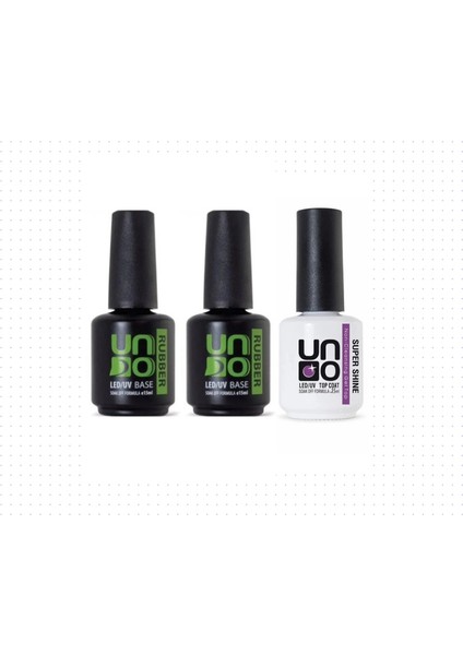 Top Coat Super Shine 15ml - Rubber Base Coat 15M x2 3'lü Set