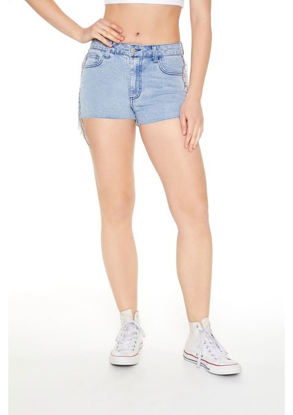 Rhinestone Denim Şort