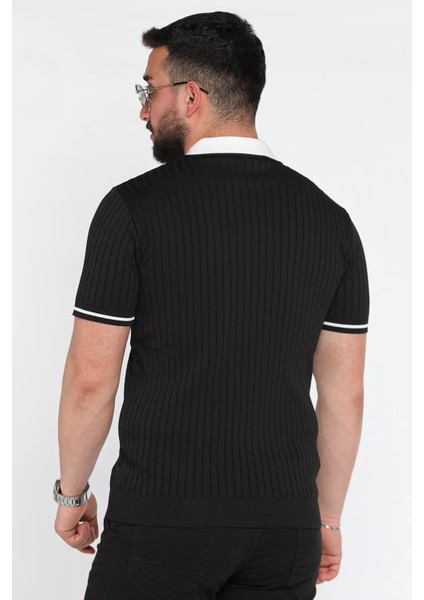 Erkek Polo Yaka Kendinden Çizgi Desenli Triko Tişört P-00016750 modelleri