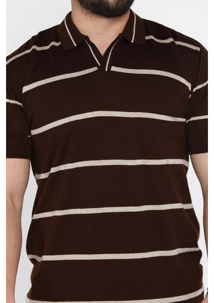 Erkek Polo Yaka Çizgi Desenli Triko Tişört P-00016792 fırsatları