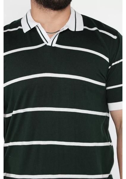 Erkek Polo Yaka Çizgi Desenli Triko Tişört P-00016792 fırsatları