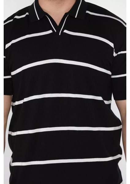 Erkek Polo Yaka Çizgi Desenli Triko Tişört P-00016792 fırsatları