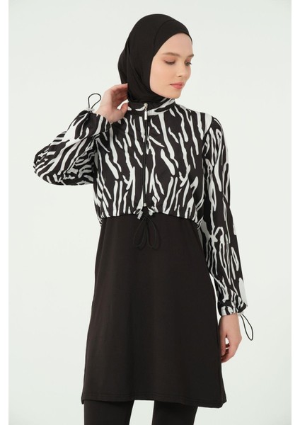 25296 Desenli Crop Tesettür Mayo