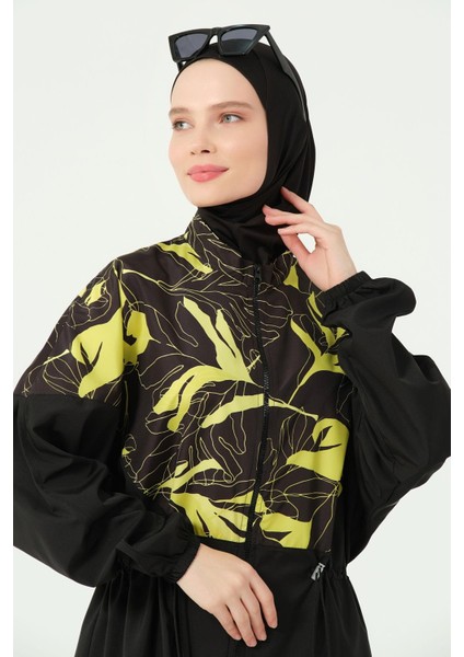 25528 Soft Desenli Oversıze Uzun Tesettür Mayo