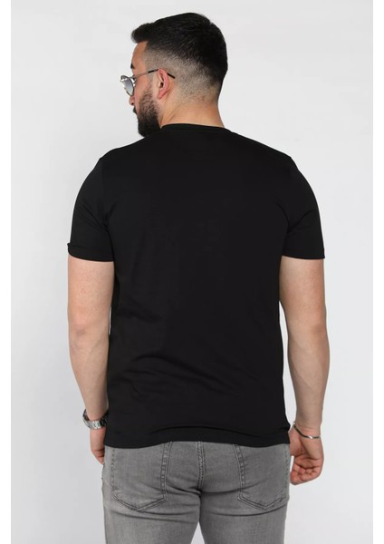 Erkek Bisiklet Yaka Baskılı Tişört P-00016830 modelleri