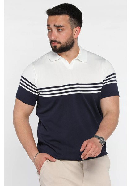 Erkek Polo Yaka Çizgi Desenli Çift Renkli Triko Tişört P-00016790 fiyatları