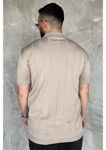 Erkek Bisiklet Yaka Yarım Fermuarlı Triko Tişört P-00016832 modelleri