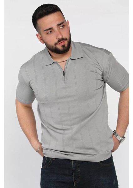 Erkek Bisiklet Yaka Yarım Fermuarlı Triko Tişört P-00016832 fiyatları
