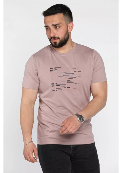 Bisiklet Yaka Ön Baskılı Erkek Tişört P-00016831