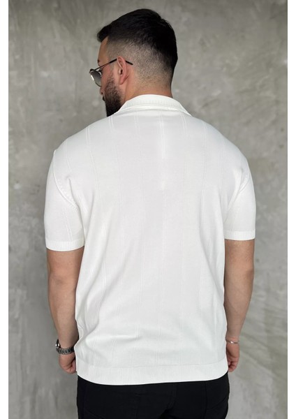 Erkek Bisiklet Yaka Yarım Fermuarlı Triko Tişört P-00016832 modelleri