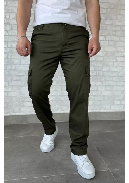 Erkek Kargo Cepli Düz Paça Pantolon P-00016779