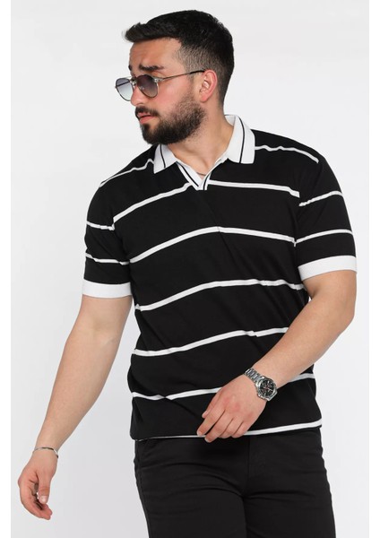 Erkek Polo Yaka Çizgi Desenli Triko Tişört P-00016792 fiyatları