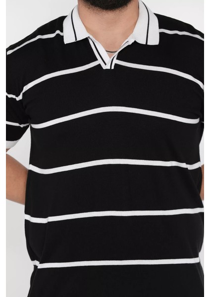 Erkek Polo Yaka Çizgi Desenli Triko Tişört P-00016792 fırsatları