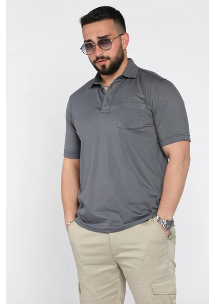 Polo Yaka Yarım Düğmeli Cepli Erkek Tişört P-00016829