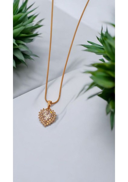 Xuping Paslanmaz Çelik Zirkon Taşlı Rosegold Kolye