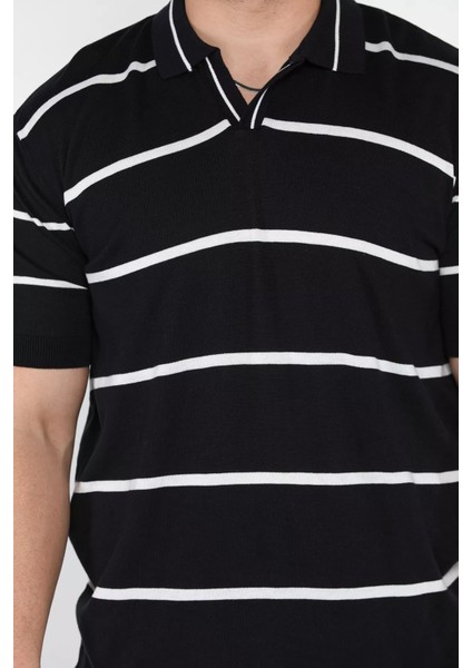 Erkek Polo Yaka Çizgi Desenli Triko Tişört P-00016792 fırsatları