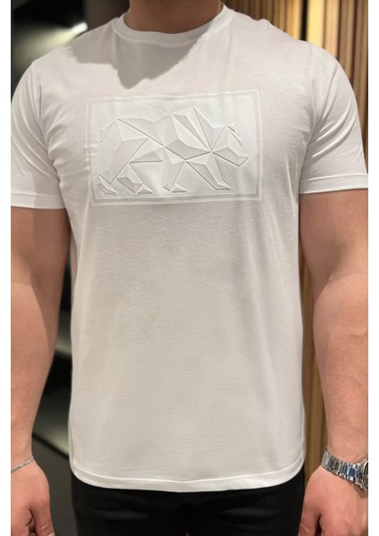 Erkek Bisiklet Yaka Baskılı Tişört P-00016830 fırsatları