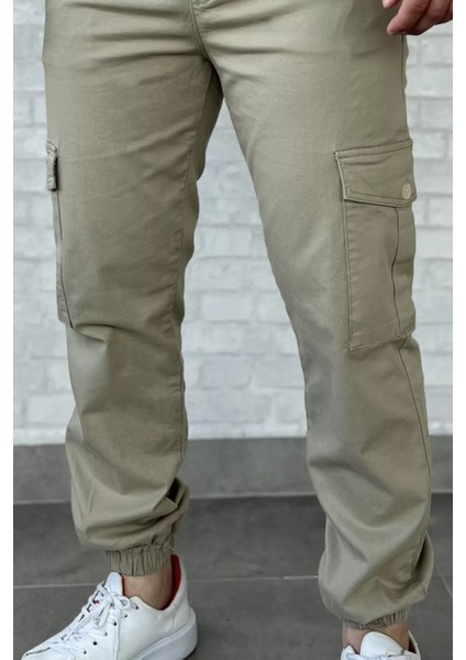 Bel ve Paça Lastikli Kargo Cep Gabardin Erkek Pantolon P-00016774 fırsatları