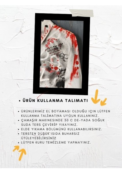 Özel Tasarım El Boyaması Jean Crop Gömlek