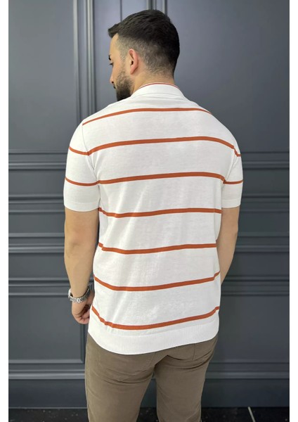 Erkek Polo Yaka Çizgi Desenli Triko Tişört P-00016792 modelleri