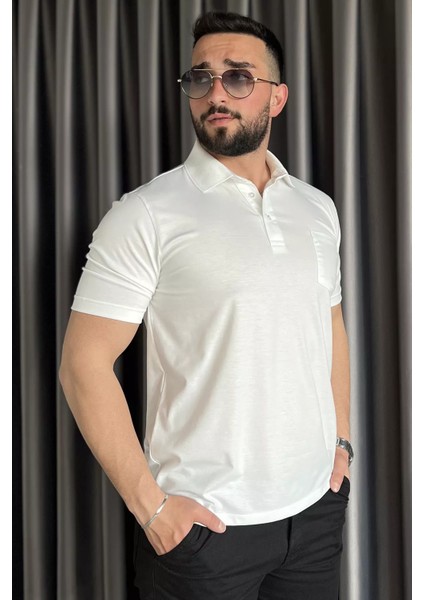 Polo Yaka Yarım Düğmeli Cepli Erkek Tişört P-00016829