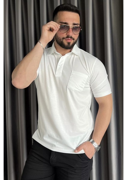 Polo Yaka Yarım Düğmeli Cepli Erkek Tişört P-00016829 fiyatları