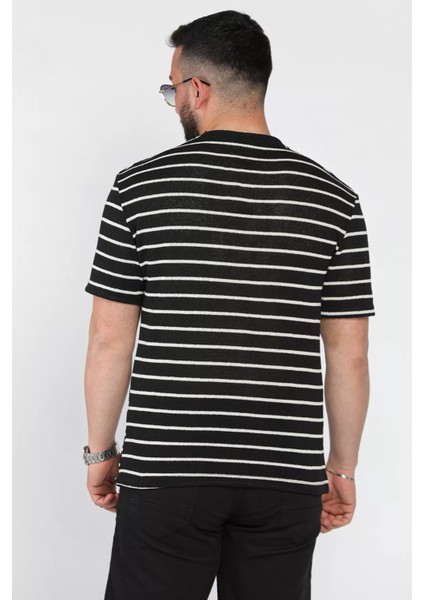 Bisiklet Yaka Çizgi Desenli Erkek Tişört P-00016828 modelleri