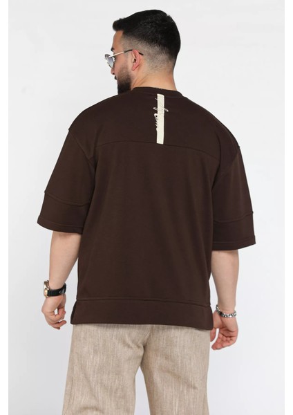 Erkek Bisiklet Yaka Dikiş Detaylı Oversize Tişört P-00016194 modelleri