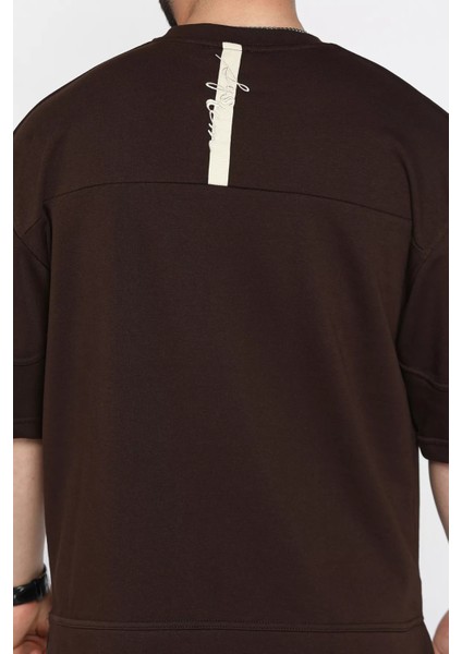 Erkek Bisiklet Yaka Dikiş Detaylı Oversize Tişört P-00016194 fırsatları