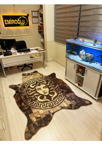 Medusa Motif Hayvan Post Görünümlü Süngerli , Kalın Yüzey Makinede Yıkanabilir Halı - Deri Taban modelleri