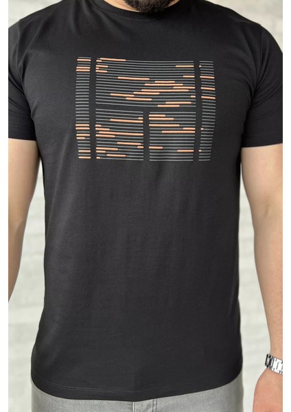 Bisiklet Yaka Ön Baskılı Erkek Tişört P-00016831 fırsatları