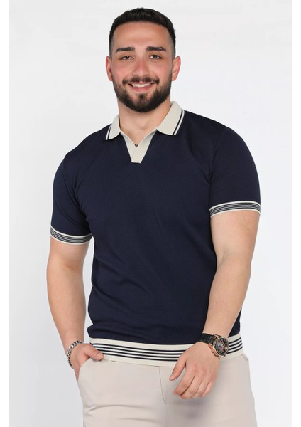 Erkek Polo Yaka Desenli Triko Tişört P-00016333