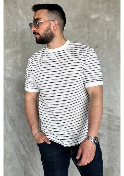 Çizgili Bisiklet Yaka Erkek Tişört P-00016826 fiyatları