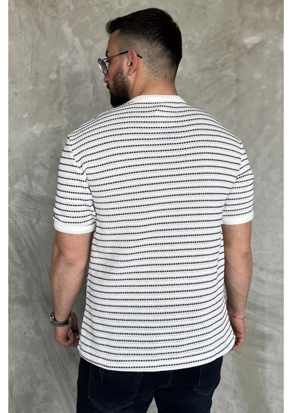 Çizgili Bisiklet Yaka Erkek Tişört P-00016826 modelleri