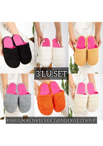 3'lü Paket Önü Kapalı Terlik Ev Terliği Çeyiz Bohça Seti