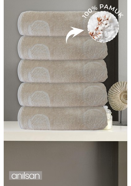 5'li Olea Büyük Banyo Havlusu - 90X150 Cm, 580GR, %100 Pamuk, Spa ve Otel Havlusu, Günlük Kullanıma Uygun