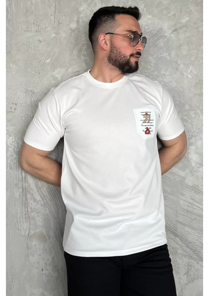 Bisiklet Yaka Yazı Baskılı Erkek Tişört P-00015955 fiyatları