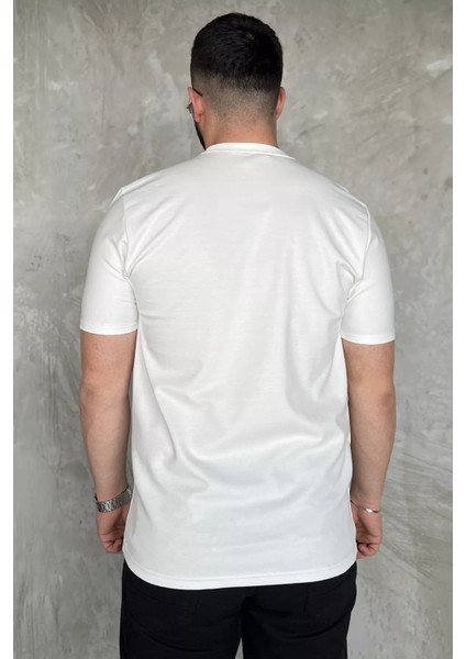 Bisiklet Yaka Yazı Baskılı Erkek Tişört P-00015955 modelleri