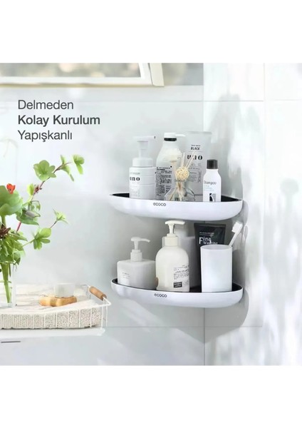 Köşe Banyo ve Mutfak Düzenleyici Siyah Beyaz