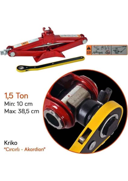 Akordion Kriko Makaslı 1,5 Ton Cırcırlı Kollu Kutulu BR2701602 fiyatları