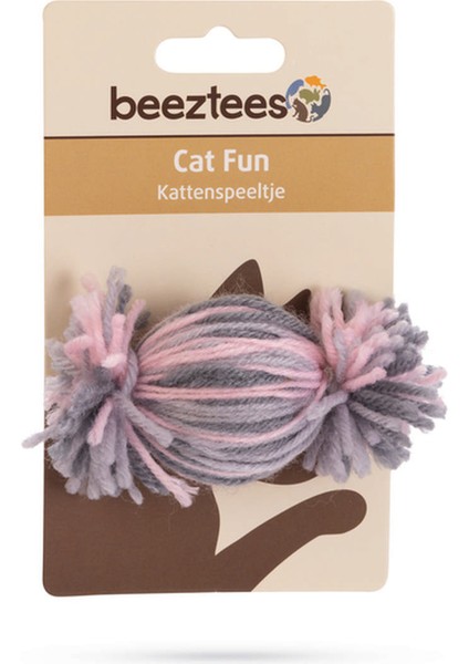 Kedi Oyuncağı, Top, Yün, Pembe ve Gri, 10X5X5CM Bstmy