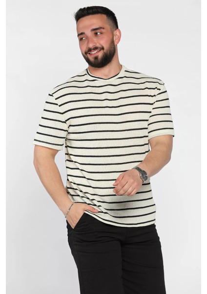 Bisiklet Yaka Çizgi Desenli Erkek Tişört P-00016828 fiyatları