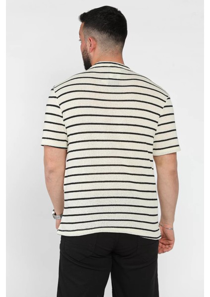 Bisiklet Yaka Çizgi Desenli Erkek Tişört P-00016828 modelleri