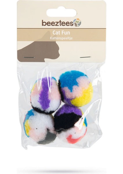 Kedi Oyuncağı, Peluş Top, Kediotlu 4 Adet, 4cm Bstmy