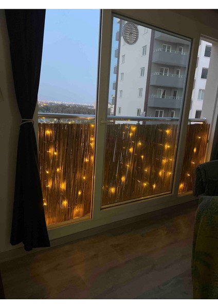 Kamış Hasır Doğal Balkon Çiti Bambu Balkon Çiti Estetik Tasarım Bambu Efektli Balkon Çiti 50X600