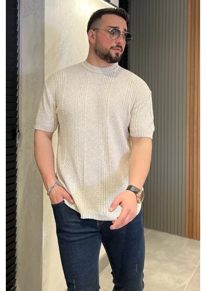 Erkek Örme Triko Mevsimlik Likralı Tişört P-00016196