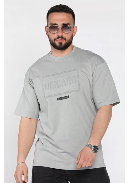 Erkek Yazı Baskılı Oversize Tişört P-00015996